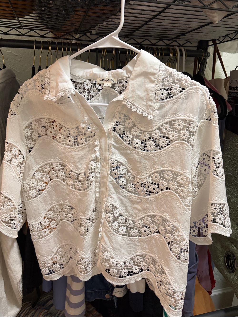 Ultra Pink White Crochet Lace Top